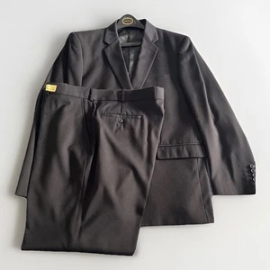 ADOLFO Mens 42W 30L Two Piece Suit Jacket Pants Black Paisley Lining 2-Button - Picture 1 of 9