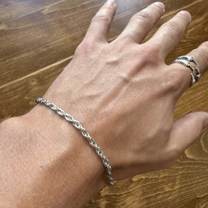 Herren Silber Seil Kette Armband 4 mm Edelstahl gedreht Gliederschmuck - Bild 1 von 4