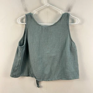 Lulu's Women Medium Tank Blouse Crop Top Tie Waist Woven Cotton Sleeveless 18452 - Picture 1 of 8