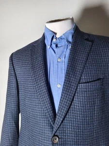 Jack Victor Blau Schwarz Braun Kariert Tweed Wolle Sakko Sport Mantel Blazer 40 S - Bild 1 von 8