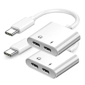 2 Stück USB-C-Auf-USB-C-Kopfhörer-Ladeadapter, 2-In-1-Typ-C-Audio-Adapter m2958 - Bild 1 von 7