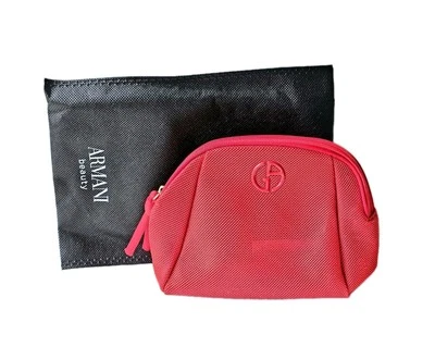 Giorgio Armani Beauty Red Pouch Kosmetiktasche mit Staubbeutel Neu & Ovp