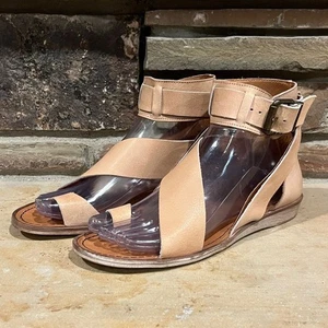 Free People Vale Boot Sandal Ankle Buckle Strap Make Up Tan Leather - Picture 1 of 15