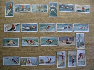OGDENS CIGARETTE CARDS - SWIMMING DIVING AND LIFE- SAVING X 22 - CIRCA 1931 - Picture 1 of 6