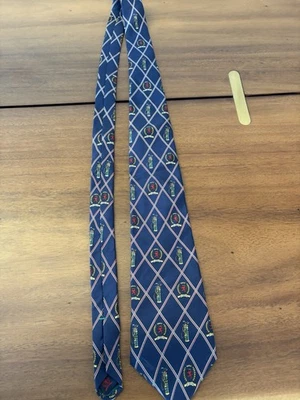 TOMMY HILFIGER 复古美国制造 100% 意大利丝绸领带男式高尔夫领带全新带标签 — 第 1/4 张图片