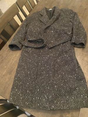 Abrigo de lana Dash vintage largo tweed negro blanco gris 38 Foto 1 de 4