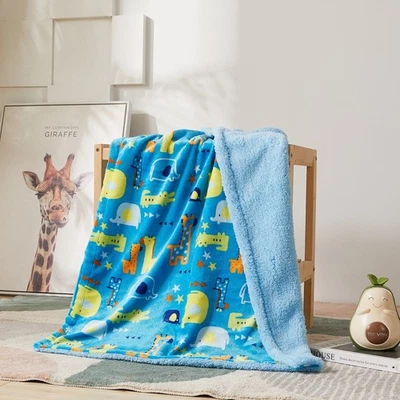 Manta Sherpa Estampada Bebé Niños Suave Cálida Franela Vellón Niño Tiro, Animal Foto 1 de 4