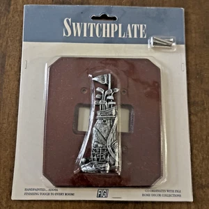 Golf Motiv Doppel Lichtschalter Platte Abdeckung Figi Holz Männerhöhle Golfschläger Tasche Neu in Verpackung - Bild 1 von 4