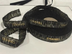 Cinta dorada negra brillante y metálica CHANEL (vendida por yarda) - Imagen 1 de 3