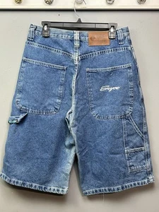 Vintage Enyce Shorts Mens 34 Blue Jeans Baggy Wide Leg Y2K Embroidered Jorts - Picture 1 of 10
