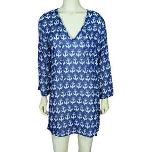 Flora by Rockflowerpaper Swim Coverup Womens Small Beachy Preppy Nautical Navy - Picture 1 of 13