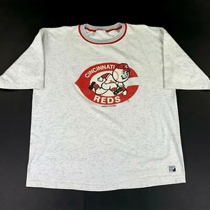 Vintage 1993 Cincinnati Reds Baseball MLB Mega Print Logo T-Shirt Cooperstown - Picture 1 of 11