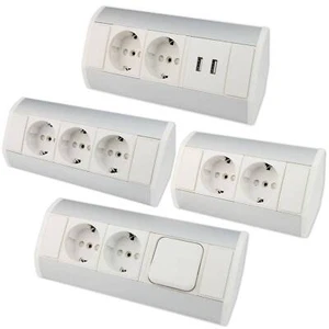 Möbel-Steckdose weiß Aluminium Schalter Tischsteckdose Küchensteckdose - Bild 1 von 16