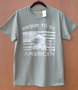Herren T-Shirt 5 Sterne "Proud to be American" grün meliert Gr. Medium NEU - Bild 1 von 7