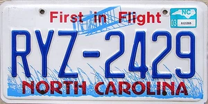 NORTH CAROLINA License Plate FIRST IN FLIGHT (RANDOM PLATE#) - Picture 1 of 1