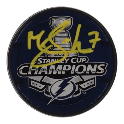 Mathieu Joseph Autographed Tampa Bay Lightning Stanley Cup Champion Puck PSA DNA - Image 1 of 2