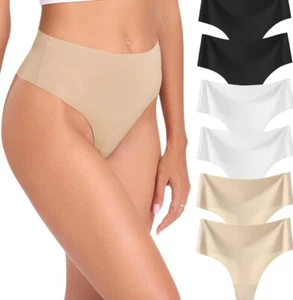 Wealurre Seamless Underwear Women’s No Show High Waisted Seamless Thongs 6 Pk-XL - Picture 1 of 8
