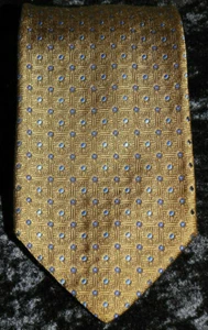 Brooks Brothers Gold mit blauen Punkten gewebte Seidenkrawatte 59" x 3 1/2" - Bild 1 von 2