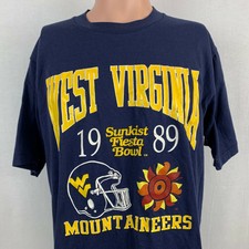 West Virginia Mountaineers 1989 Sunkist Fiesta Bowl Single Stitch T Shirt Vtg XL