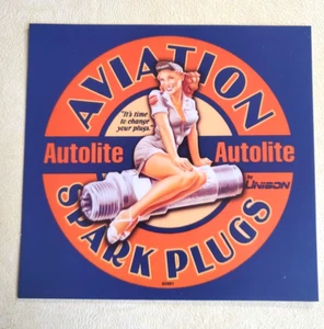 Autolite Aviation Zündkerzen Schild, Reproduktion auf Spanplatte - Bild 1 von 2