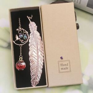 Multi-color Feather Book Marks With Pendant Book Page Marker  for Book