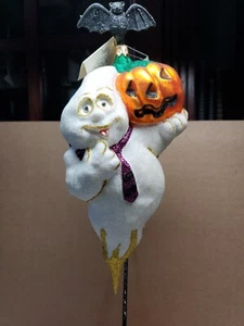 Larry Fraga Lighting the Night Ghost & Pumpkin Halloween Ornament EUC Rare - Picture 1 of 19