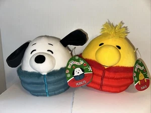 Squishmallow Snoopy & Woodstock 7.5" in Puffer Jackets Peanuts Charlie Brown New - Picture 1 of 10