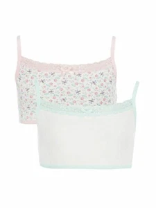 John Lewis Girl Floreale Ape Crop Top Confezione 2 Bianco 10 Anni Nuovo Spedizione Gratuita UK - Foto 1 di 1