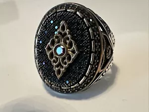 🔥925 Silber Herrenring, 925 Ayar Gümüs Zirkon Tasli Yüzük 19,9Gram - Bild 1 von 11
