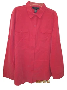 Women's Size L Stunt Collections Red 100% Silk Blouse Vintage NWOT - Picture 1 of 9