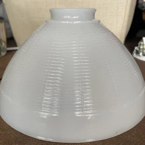 Vintage 10” Round Milky White Glass dome Glossy ceiling light shade 5.5” Ribbed - Picture 1 of 9
