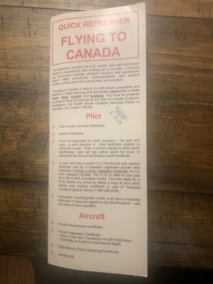 Quick Refresher - Flying to Canada for U.S. Private Pilot - Laminated Card - Image 1 of 2