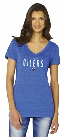 Soft As A Grape NHL Edmonton Oilers Women's Traditional Triblend Short Sleeve Cover
