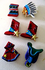 Western Native American Indian Chief Cowboy Boots Button Covers - Picture 1 of 4