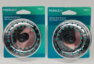 TWO KITCHEN SINK STRAINERS w/STOPPERS & POSTS PEERLESS PRL041 3 1/2" Drain - Image 1 of 4