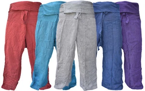Pantaloni da pescatore tailandese cotone semplice salotto pantaloni yoga hippie boho - Foto 1 di 48