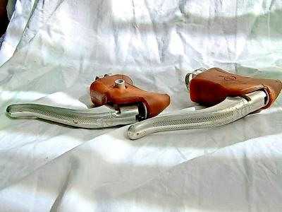 DIA COMPE (Rare) Junior Sized Non-Aero Brake Levers with Brown Rubber Hoods  - Image 1 of 4