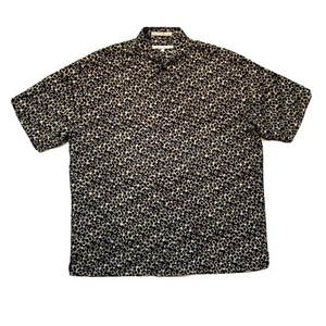 NEU Perry Ellis Hemd Herren Extra Large braun 100 % Seide geometrisches Muster Freizeit - Bild 1 von 12