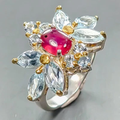 Handmade Ruby Ring 925 Sterling Silver Size 7.5 /R445590 - Image 1 of 4