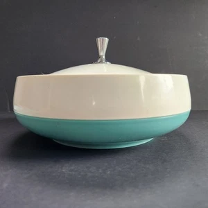 Vacron Insulated Covered Serving Bowl Dish AQUA Turquoise Vtg MCM Bopp Decker 8" - Picture 1 of 5