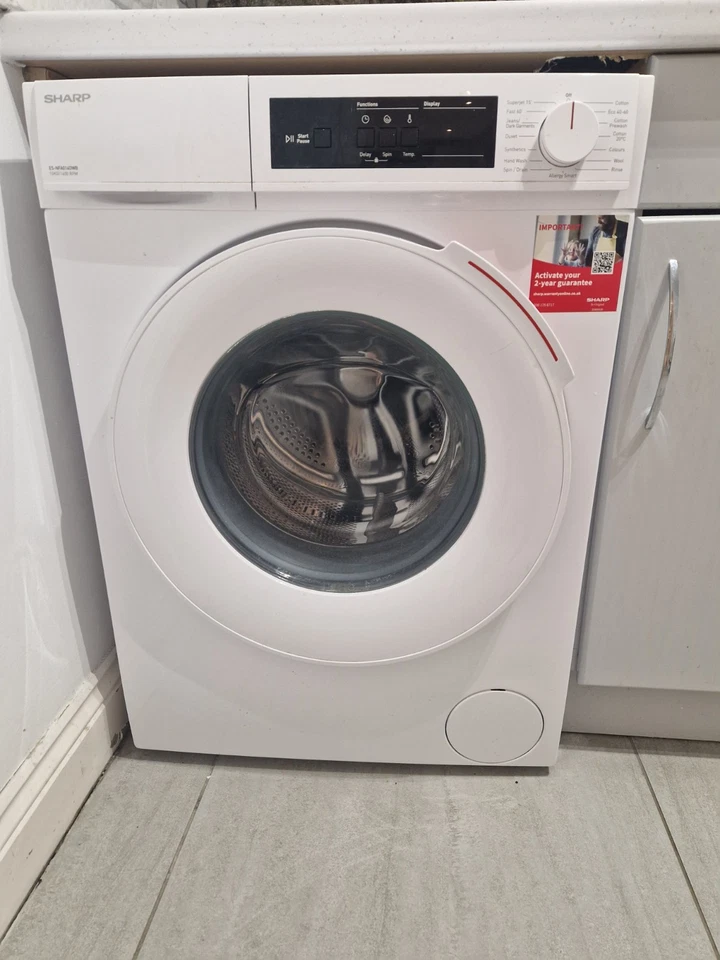 Sharp ES-NFA014DWB-EN Washing Machine in White , 14 Months Old. - Image 1 of 1