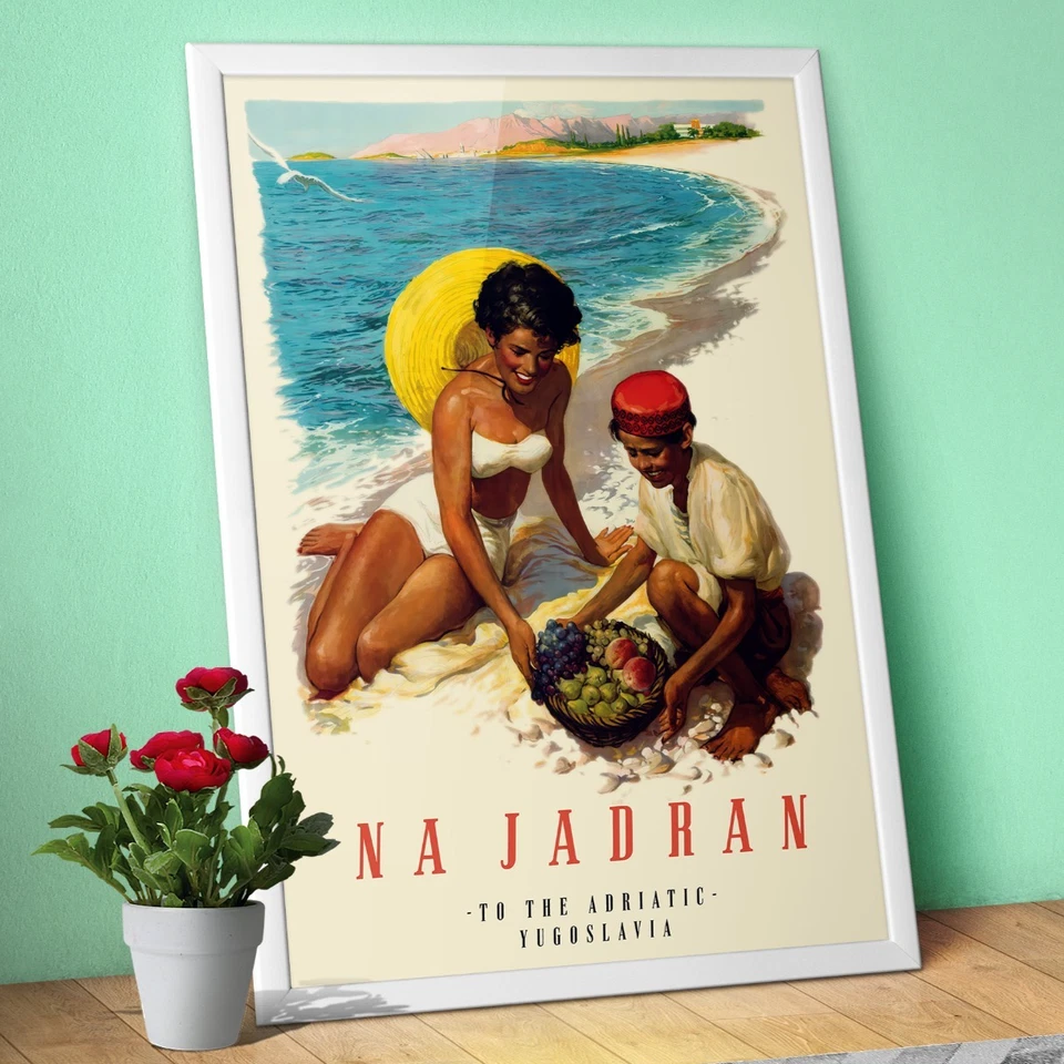Na Jadran, Yugoslavia poster, 1952 – Vintage Yugoslavia Travel Print, Adriatic - Image 1 of 4