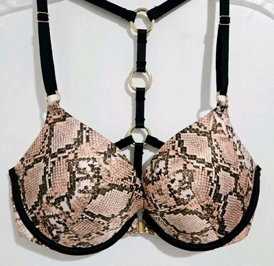 VICTORIA'S SECRET Sujetador Push-Up Rosa Estampado Piel de Serpiente Muy Sexy con Tirantes Espalda 32D Foto 1 de 4