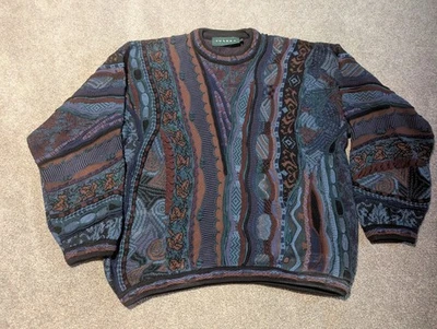 Vintage Tundra Sweater Mens XL Textured Knit Bill Cosby 90s Canada Geometric  - Image 1 of 4