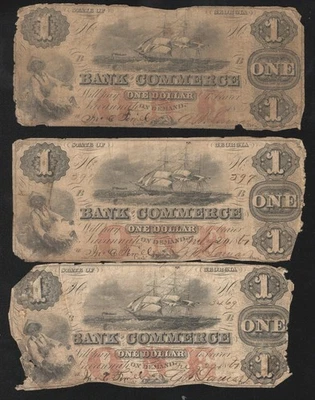 DEALERS LOT of (3)  1861 SAVANNAH, GA OBSOLETE CURRENCY NOTES  GEORGIA 0597 - Image 1 of 2