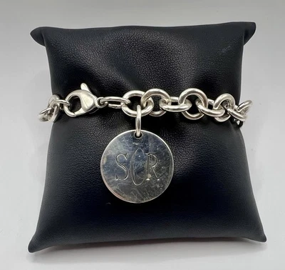 Tiffany & Co. Sterling Silver Monogrammed Round Tag Chain Link Bracelet - Image 1 of 4