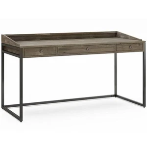 Simpli Home Ralston 60" Industrial Solid Wood Computer Desk in Distressed Gray - Picture 1 of 8