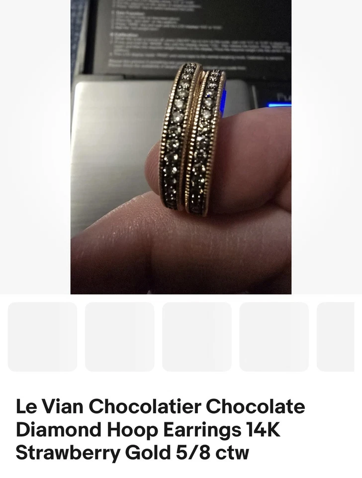 Aretes tipo argolla Le Vian Chocolatier chocolate diamantes oro fresa 14K 5/8 ctw Foto 1 de 1