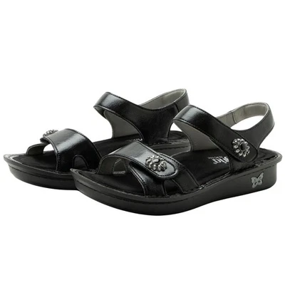 Alegria Vienna Womens Embossed Leather Slingback Sandals in Black Sapphire - image 1 of 4