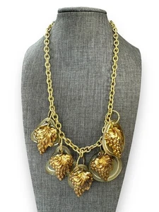 "Collar artesanal gay Isber declaración oro uva dijes resina medios mixtos 19""" - Imagen 1 de 11